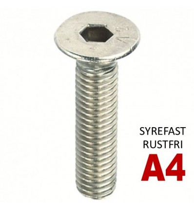 Undersænket bolt DIN 7991 Syrefast rustfri A4