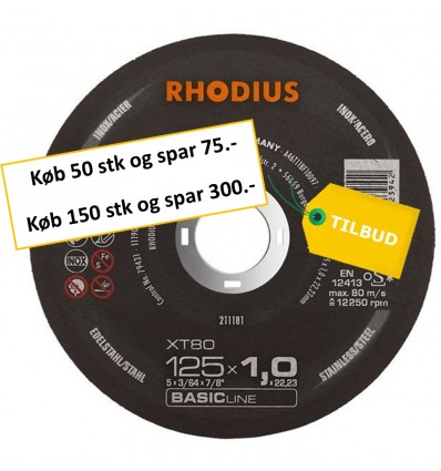 Rhodius XT80 125x1,0 mm til vinkelsliber
