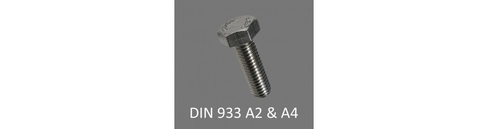 DIN 933 Maskinbolte A2 og A4