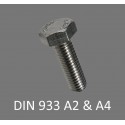 DIN 933 Maskinbolte A2 og A4