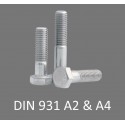 DIN 931 Maskinbolte Delgevind A2 og A4