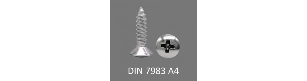 DIN 7983 Undersænket Pladeskrue A4
